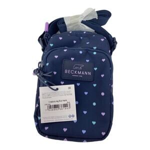 Beckmann Crossbody Sport Shoulder Bag Blue Hearts Adjustable Strap Zip Pockets